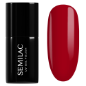 Semilac 027 Intense Red, bote y muestra de color