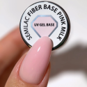 Muestra de Semilac Fiber Base Pink Milk 7 ml sobre la uña