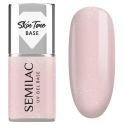 Semilac Skin Tone Cover Base Glitter Beige 7 ml, bote y muestra de color