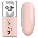 Semilac Skin Tone Cover Base Glitter Peach 7 ml, bote y muestra de color