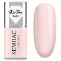 Semilac Skin Tone Cover Base Glitter Rose 7 ml, bote y muestra de color
