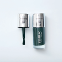 Esmalte clásico Semilac 114 Bottle Green 9 ml, bote abierto y pincel