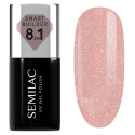 Semilac 804 Smart Builder Glitter Soft Beige 7 ml, bote y muestra de color