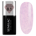 Semilac 806 Smart Builder Glitter Delicate Pink 7 ml, bote y muestra de color