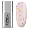 Semilac T26 Top No Wipe Matte Peach Galaxy 7 ml, bote y muestra de color