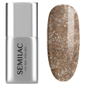 Semilac T33 Top No Wipe Old Money 7 ml, bote y muestra de color