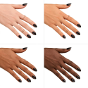 Esmalte Semilac 031 Black Diamond sobre distintos tonos de piel