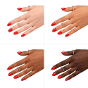 Esmalte Semilac 039 Sexy Red sobre distintos tonos de piel
