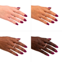 Esmalte Semilac 099 Dark Purple Wine sobre distintos tonos de piel