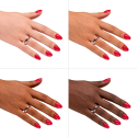 Esmalte Semilac 103 Elegant Raspberry sobre distintos tonos de piel