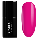 Esmalte semipermanente Semilac 121 Ruby Charm, bote y muestra de color