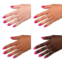 Esmalte Semilac 121 Ruby Charm sobre distintos tonos de piel
