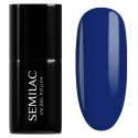 Esmalte semipermanente Semilac 308 Festive Blue, bote y muestra de color