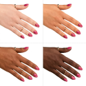Esmalte Semilac 377 Shimmer Stone Ruby sobre distintos tonos de piel