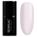 Esmalte semipermanente Semilac 385 Pastel Pink Sky, bote y muestra de color