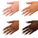 Esmalte Semilac 385 Pastel Pink Sky sobre distintos tonos de piel