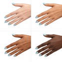Esmalte Semilac 386 Blue Cloud sobre distintos tonos de piel