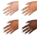 Esmalte Semilac 387 Mint Refresh sobre distintos tonos de piel