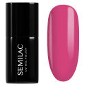 Esmalte semipermanente Semilac 391 Raspberry Charm, bote y muestra de color