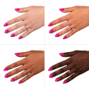 Esmalte Semilac 391 Raspberry Charm sobre distintos tonos de piel
