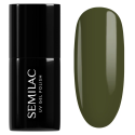 Esmalte semipermanente Semilac 421 Baobab Green, bote y muestra de color