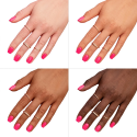 Esmalte Semilac 435 Friendly Magenta sobre distintos tonos de piel