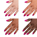 Esmalte Semilac 436 Powerful Burgundy sobre distintos tonos de piel
