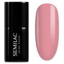 Esmalte semipermanente Semilac 581 Delicate Coral, bote y muestra de color