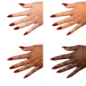 Esmalte Semilac 592 Jelly Cherry sobre distintos tonos de piel