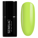 Esmalte semipermanente Semilac 604 Luminous Lemon, bote y muestra de color