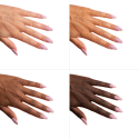 Esmalte Semilac 655 Vinyasa Yoga sobre distintos tonos de piel