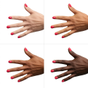 Esmalte Semilac 794 Sweet Strawberry sobre distintos tonos de piel
