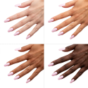 Esmalte Semilac 922 Pastel Pink sobre distintos tonos de piel