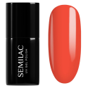 Esmalte semipermanente Semilac 935 Disco Inferno, bote y muestra de color