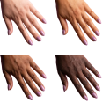Esmalte Semilac 242 Pink Sands sobre distintos tonos de piel