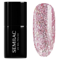 Esmalte semipermanente Semilac 293 Rose Gold Shimmer, bote y muestra de color