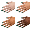Esmalte Semilac 309 Pine Green sobre distintos tonos de piel
