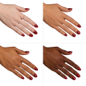 Esmalte Semilac 318 Burgundy Red Glitter sobre distintos tonos de piel