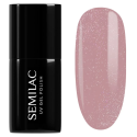 Esmalte semipermanente Semilac 320 Shimmer Dust Beige, bote y muestra de color
