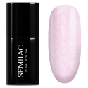 Esmalte semipermanente Semilac 390 Spark of Bare Love, bote y muestra de color