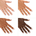 Esmalte Semilac 414 Evening Sand sobre distintos tonos de piel