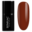 Esmalte semipermanente Semilac 418 Red Hot Beach, bote y muestra de color