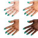 Esmalte Semilac 448 Azure Green sobre distintos tonos de piel