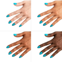 Esmalte Semilac 449 Captain’s Blue sobre distintos tonos de piel