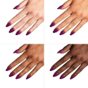 Esmalte Semilac 463 Royal Grand Prix sobre distintos tonos de piel