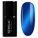 Esmalte semipermanente Semilac 466 Blue Silk Pyjamas, bote y muestra de color