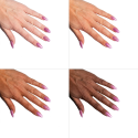 Esmalte Semilac 498 Primavera Pink sobre distintos tonos de piel
