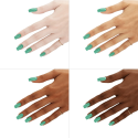 Esmalte Semilac 588 Fresh Green sobre distintos tonos de piel