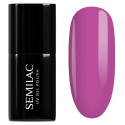 Esmalte semipermanente Semilac 601 Neon Pink Punch, bote y muestra de color