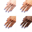 Esmalte Semilac 603 Summer Sky sobre distintos tonos de piel